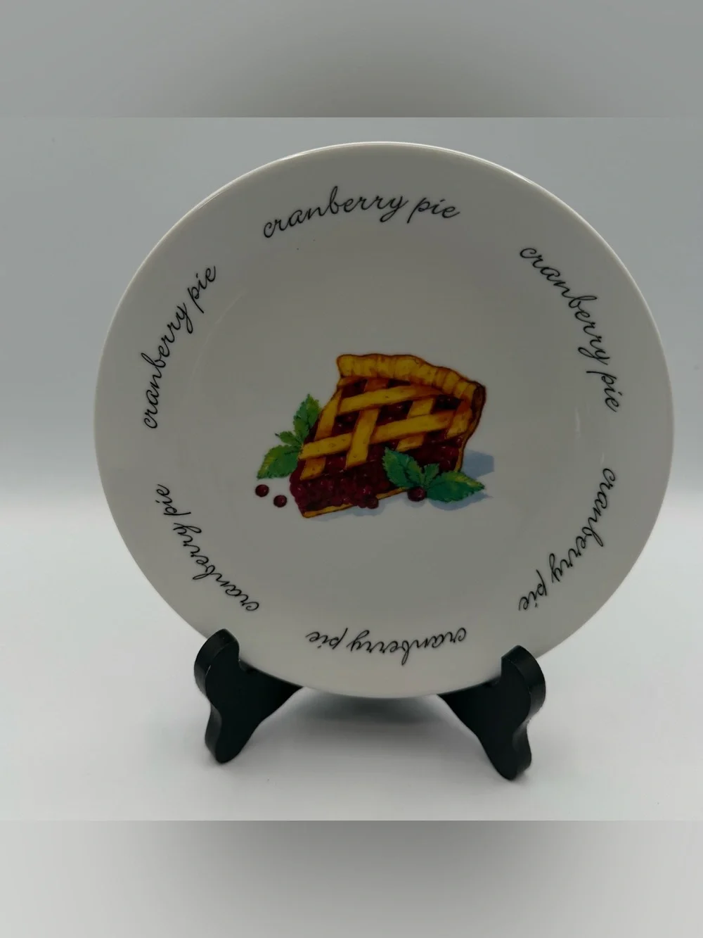 Boston Warehouse Pie Dessert Plates Set of 4 Apple Pumpkin Pecan Cranberry 6.5”